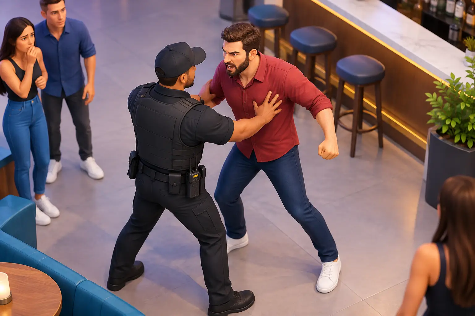 Can Security Guards Manage Aggressive Patrons?